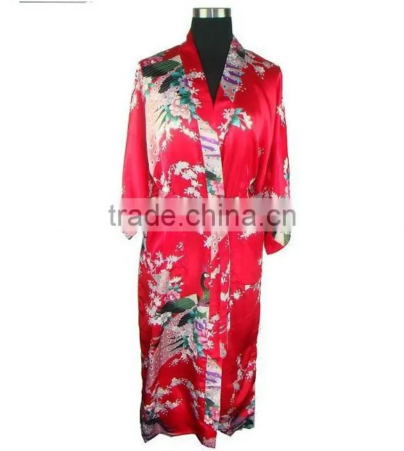 Silk kimono dress Women Robe Gown Bathrobe Sleepwear SW008