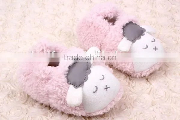 lovely cartoon animal coral fleece baby girl walking shoes
