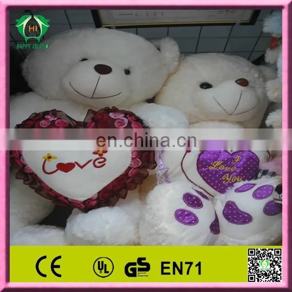 Best sale sweety red heart white teddy bear plush toy of valentines day gift