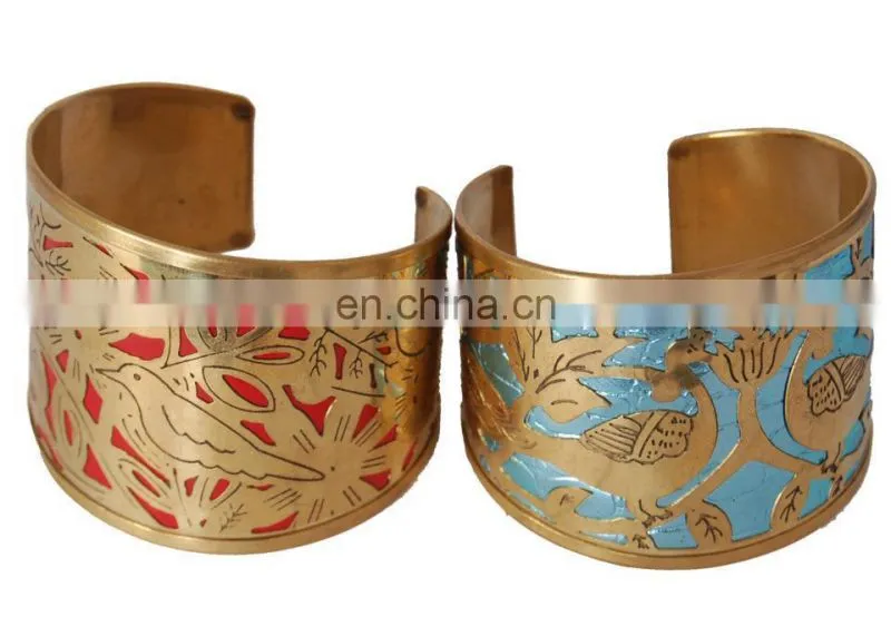 Brass Hand Cuff With Natural Stone