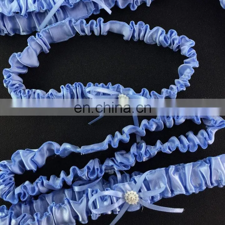 2017 Bridal Garter Casamento Wedding Decoration Keepsake Luxury Something Blue Satin Wedding Garter With Bow