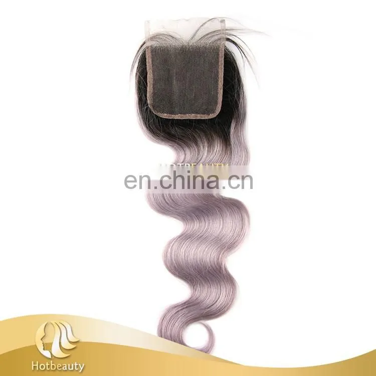 Fashion Grey Purple Color Free Part Lace Top Closure For Match The Grey Hair Weave
