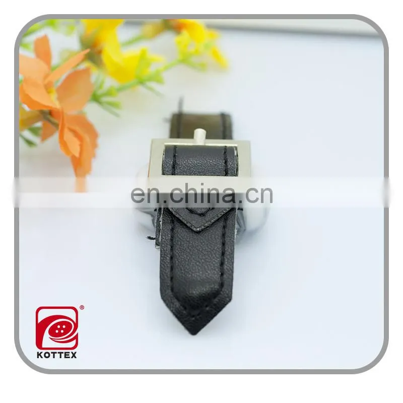 Leather Toggle belt button with metal buckle