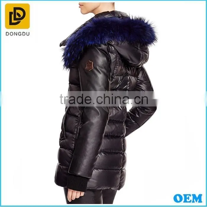 Women long duck real feather western down filled jacket