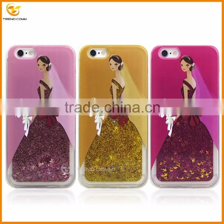 china supplier wedding dress liquid for iphone 6 glitter cover case