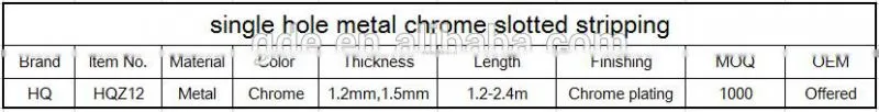 single hole metal chrome slotted stripping