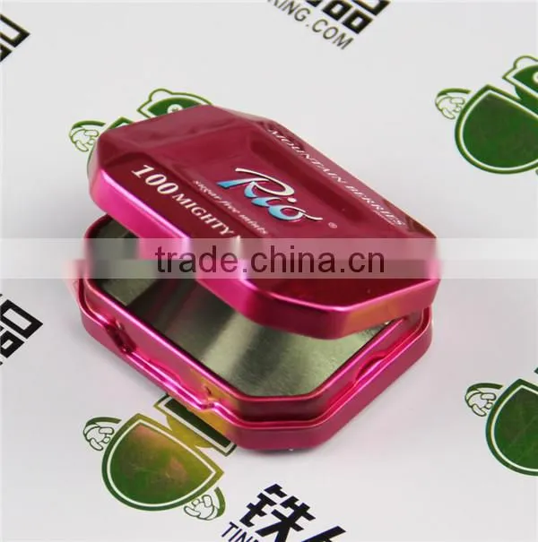 Small tinplate can mint chewing gum case metal hinge box
