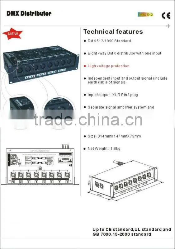 8CH DMX Splitter 512 Light Controller Wireless DMX Controller DMX Light Controller