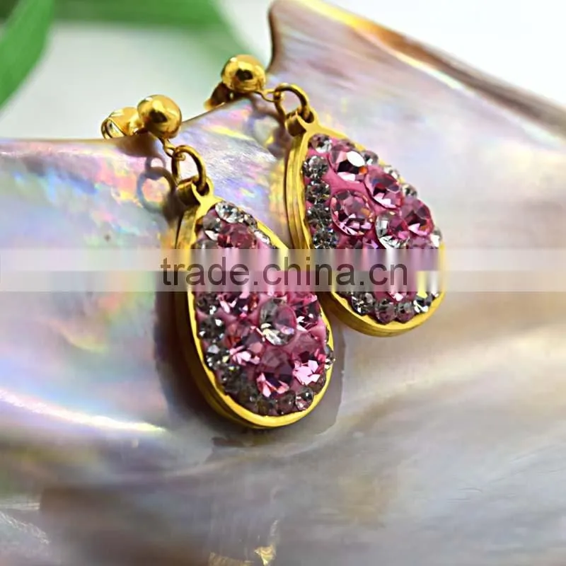 316L Stainless Steel Jewelry African Gold Plated Jewelrys Set With Colorful Crystal