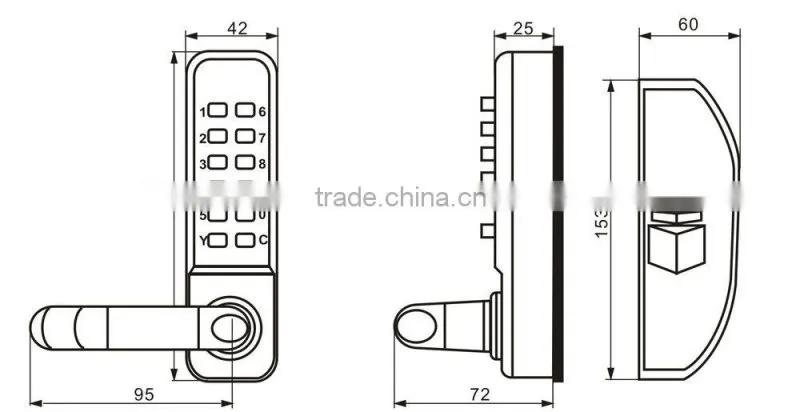OSPON Keyless Mechanical digital emergency exit door lock Stain nickel OS2209AT