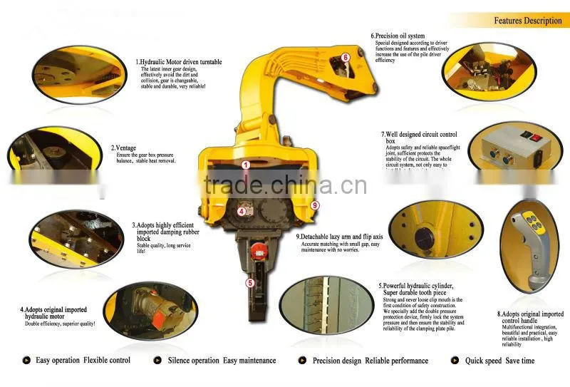 High quality hydraulic vibro pile driving hammer for 40tons excavator