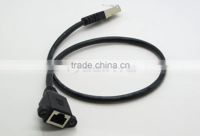 30CM 0.3M RJ45 Male to Female Screw Panel Mount Ethernet LAN Network Extension Cable