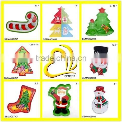 top sale decorate melamine dish 11 inch christmas man plate