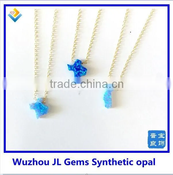 Texas Map Blue Opal State Initial Silver plated 18k gold Necklace
