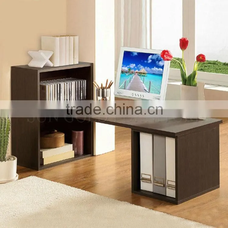 Modern simple design bookcase wooden computer desk with bookshelf (SZ-FCB386)