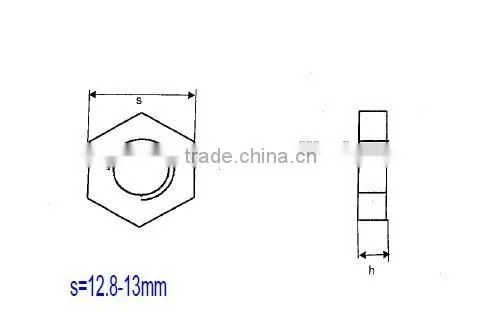 hex thin nuts steel M10X1,yellow zinc plate