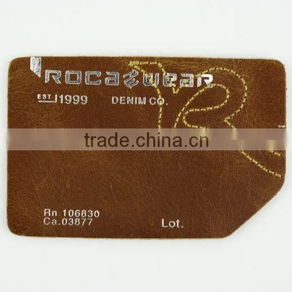 Fashion design metal jeans leather patch labels for garments