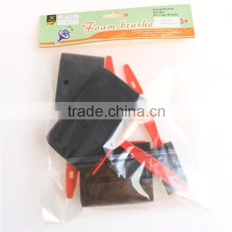 4 pcs 2015 New Design plastic Handle Black Foam Brush