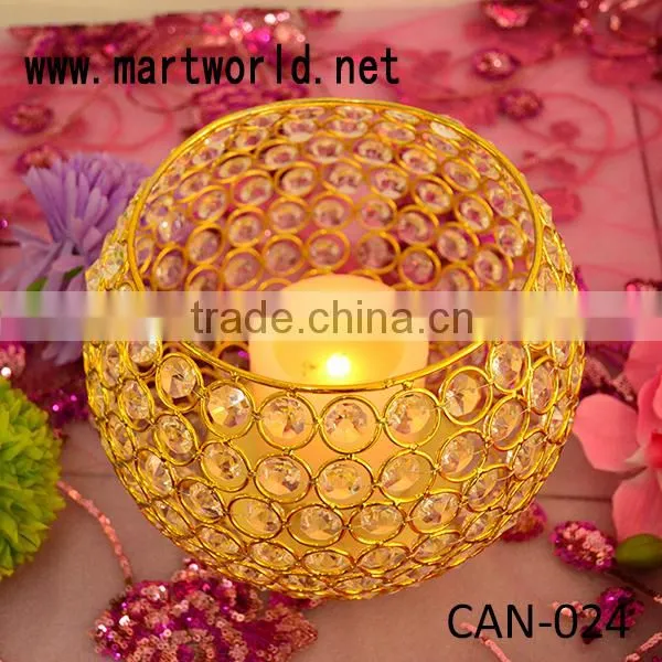 gold and silver crystal ball wedding candle holder ,crystal candle holder for wedding table(CAN-024)