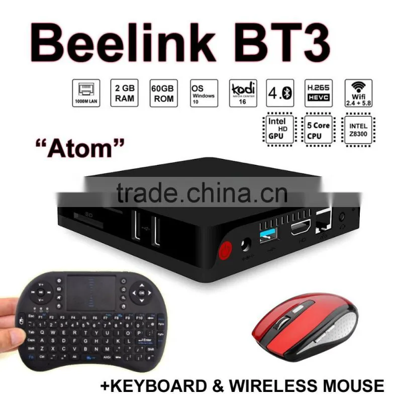 New Beelink BT3 TV BOX MINI PC intel x5-Z8300 2.4G+5.8G WIFI Bluetooth 64-Bit