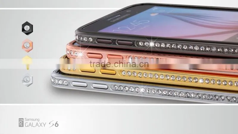 Whosesale Metal Bumper Cover for Samsung Galaxy S6 with Diamond