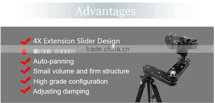 New research top sale aluminium alloy auto pan shot wide angle shot dslr 4x extension slider video camera slider