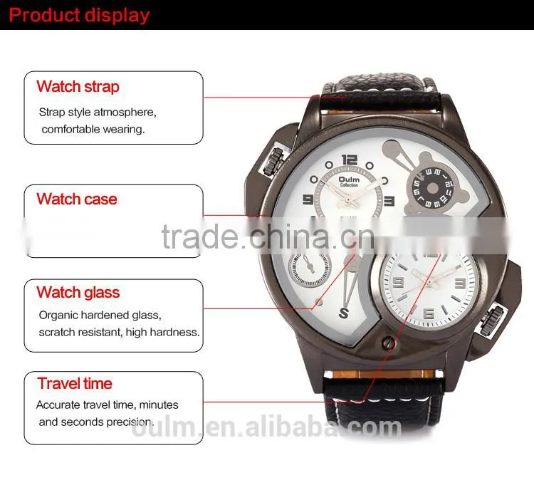 oulm factory unique design big face fashion watch