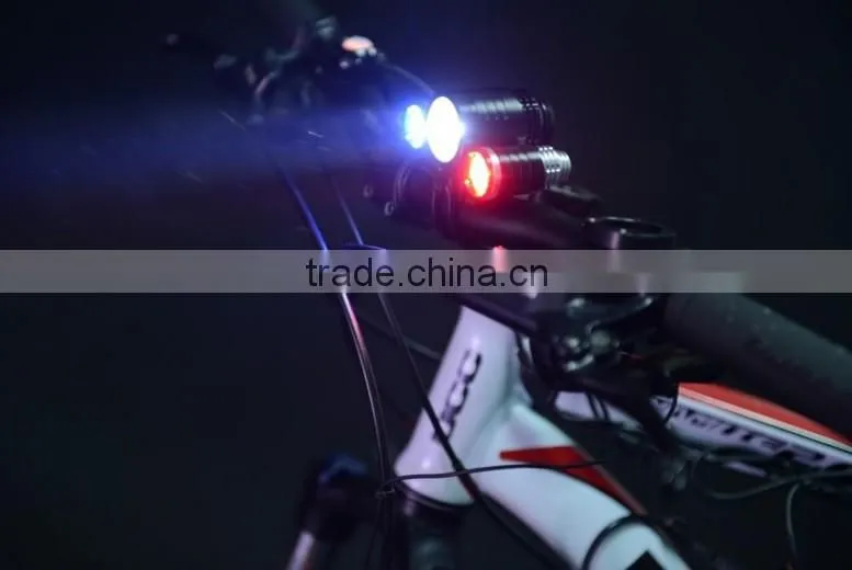 rechargeable battery pack xml T6 red blue led bike light