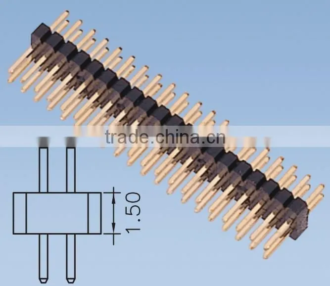Double Row Male Pin Header H=1.0 Pitch 1.0mm 180 Degree