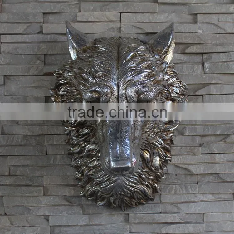 Living room decoration poly resin giant wolf head