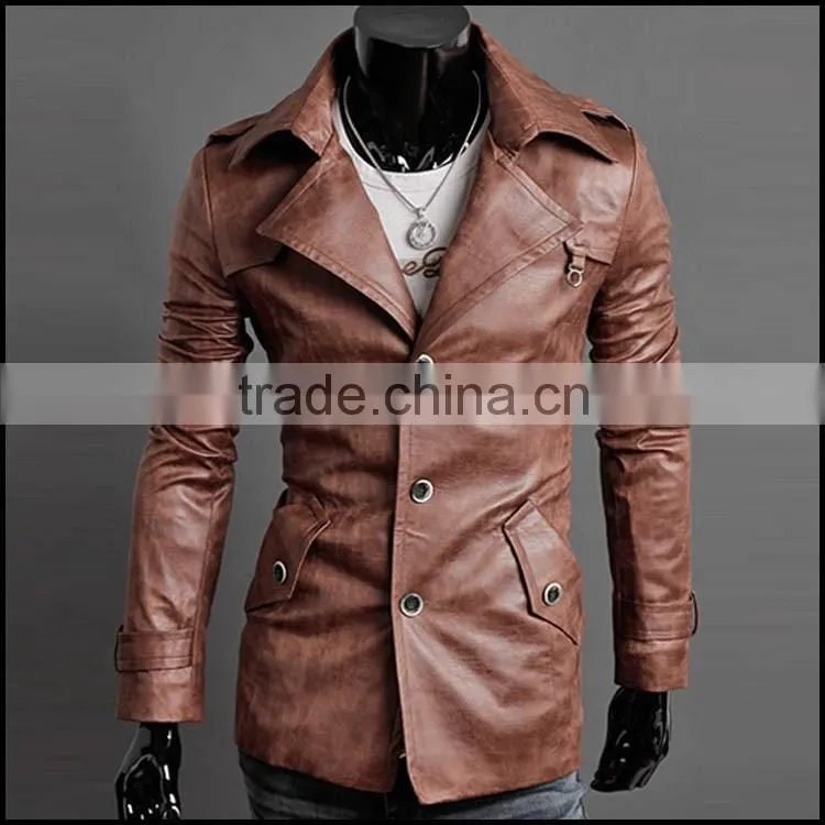 custom latest design leather jacket 100% Leather Jackets for Mens with long line