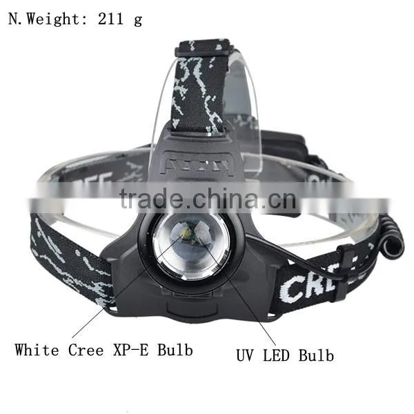 Bright White headlight High Power UV Headlamp Rechargeable Multifunction headlamp
