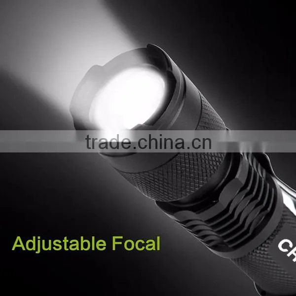 T6 LED Small Pocket Torch Light Tactical Zoomable LED Flashlight with Clip