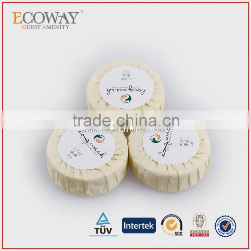 35g hotel round soap in paper pleat wrap with logo best bath soap