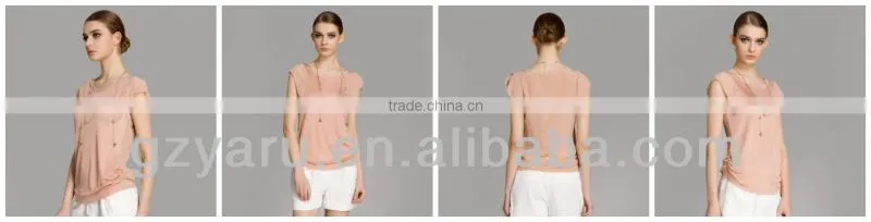 Gray v-neck double-breasted cultivate one's morality short sleeve blouse