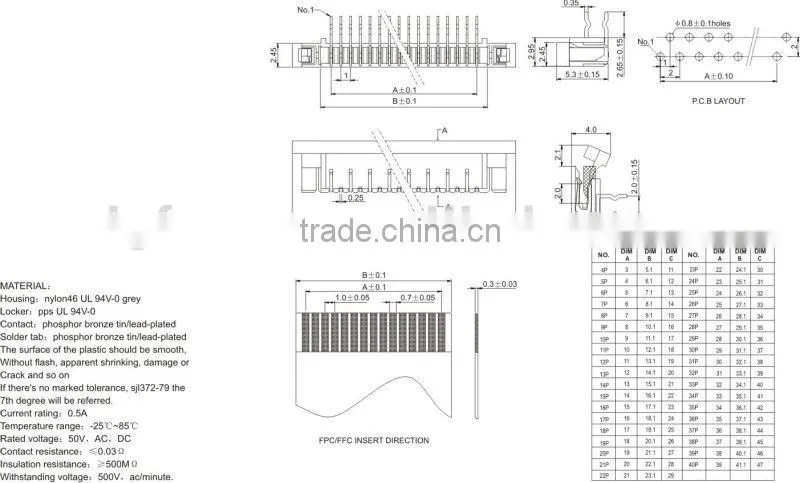 high quality 1.0mm pitch fpc connector 1.0E-nPWS(X)