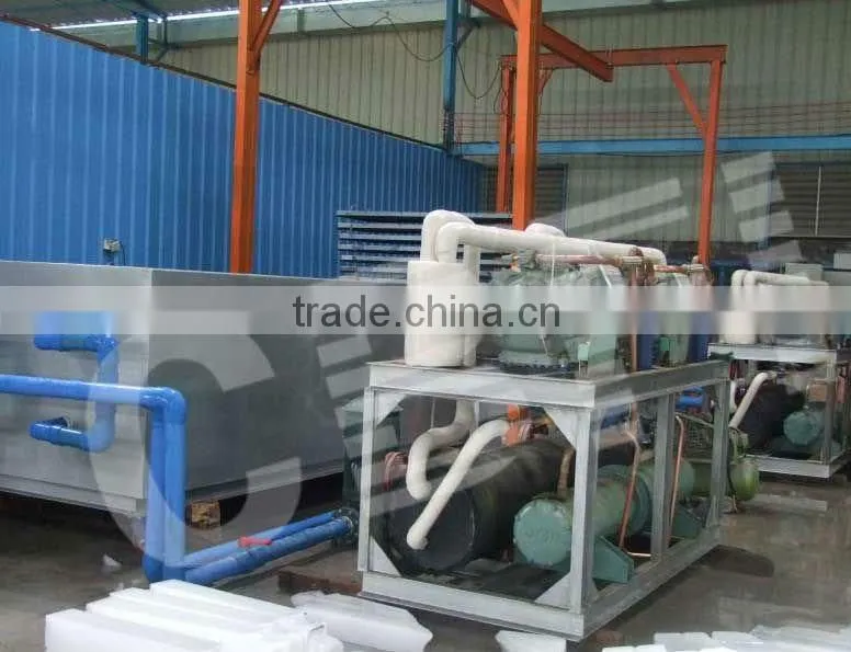 Large production block ice plant with high efficient cooling system