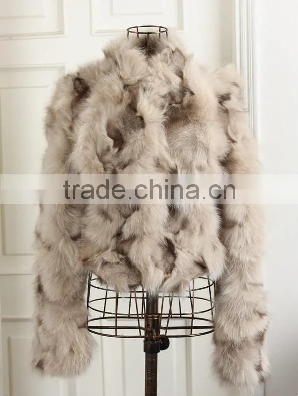 2015 winter lady style real short fox fur coat