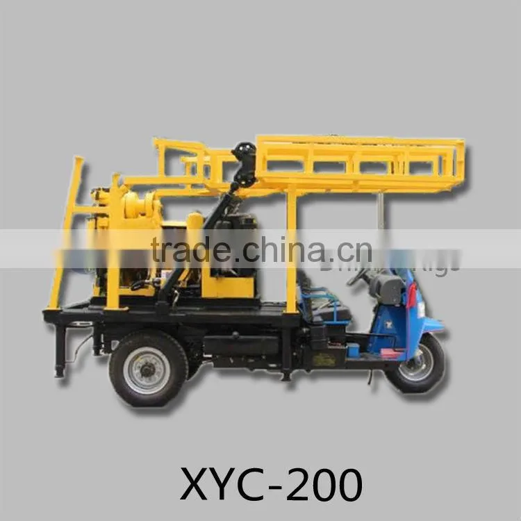 XYC-200 muntipurpose three wheel trailer mounted hydraulic spindle core bore drilling machine