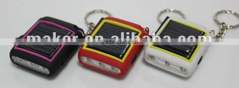 3 LED Mini Dymano Solar charge Keychain Light