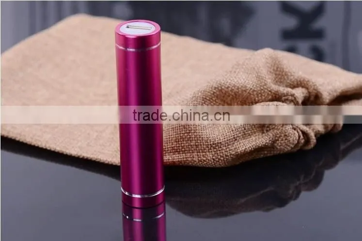 2016 wholesale cylinder shape power bank,2600 mah power bank with LED light