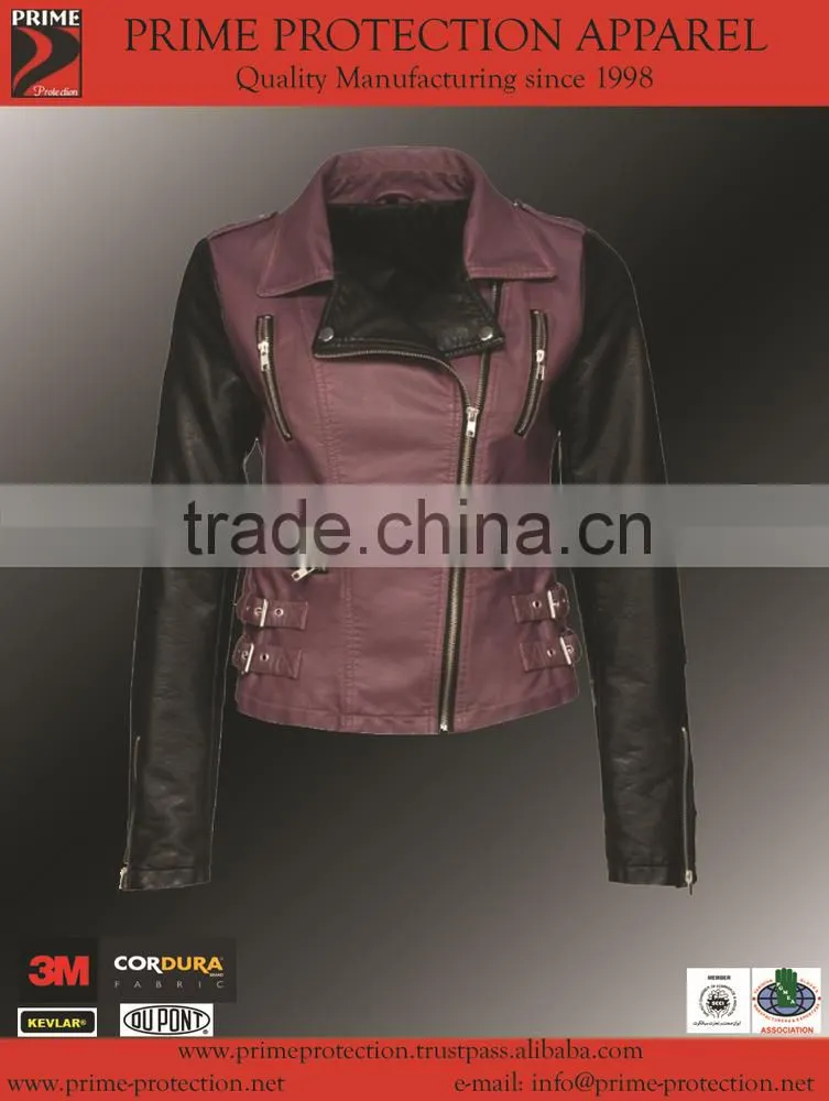 Genuine leather fine quality motorcycle jacket for women