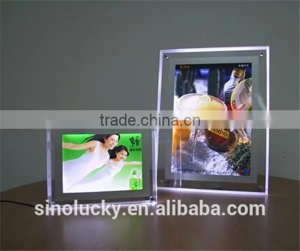 Remote control acrylic sign holder ,printed logo led edge lit sign ,neno sign for advertise