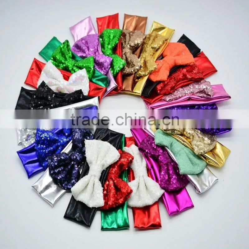 2016 New Arrival Sequin Bowknot Cotton knot headband, Festival Wedding Floral Garland Hair Band Headwear accessories