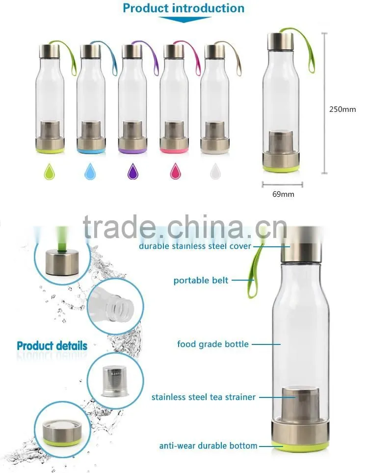Customized tritan 600ml oem plastic sport tea bottles