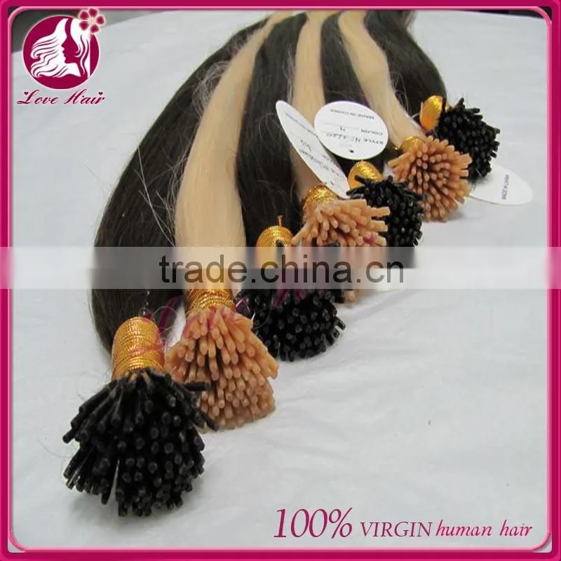 Wholesale top quality 6A brazilian virgin human 10-30 inch i tip hair extension Lowest Price
