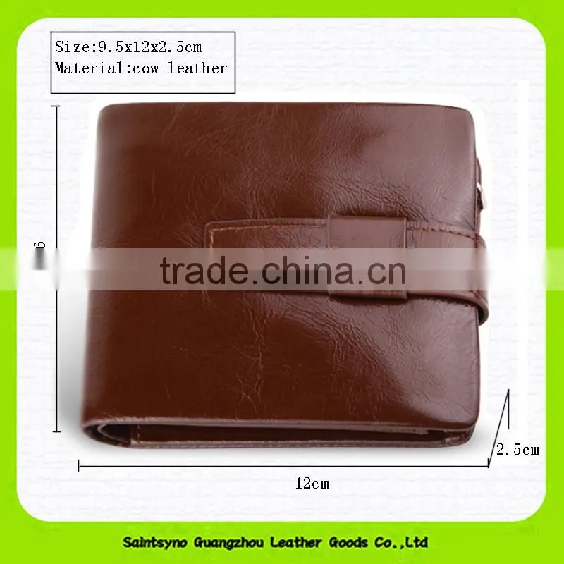 15627A Top quality factory outlet durable leather tri-fold men wallet