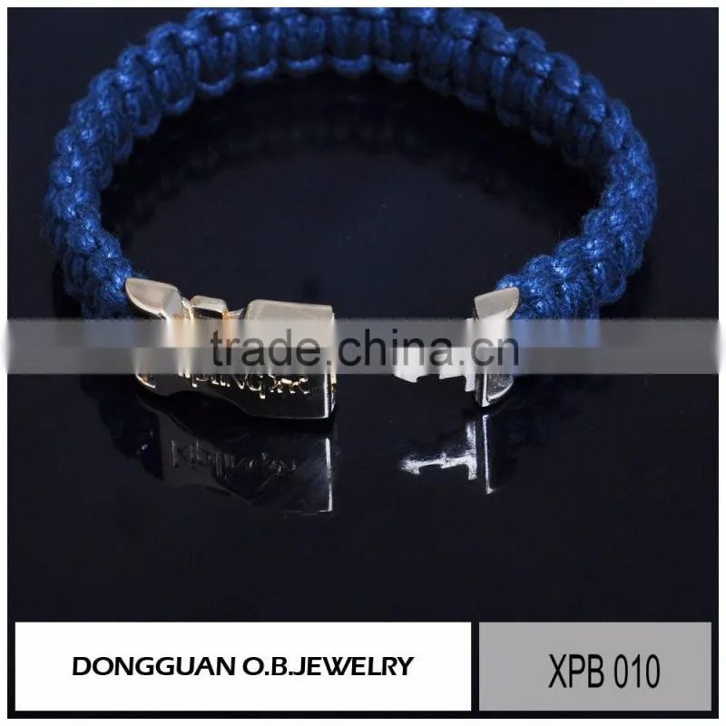 Fashion 316I stainless steel bracelet for women/blue color rope bracelet