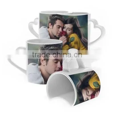 heart shape ceramic couple mug