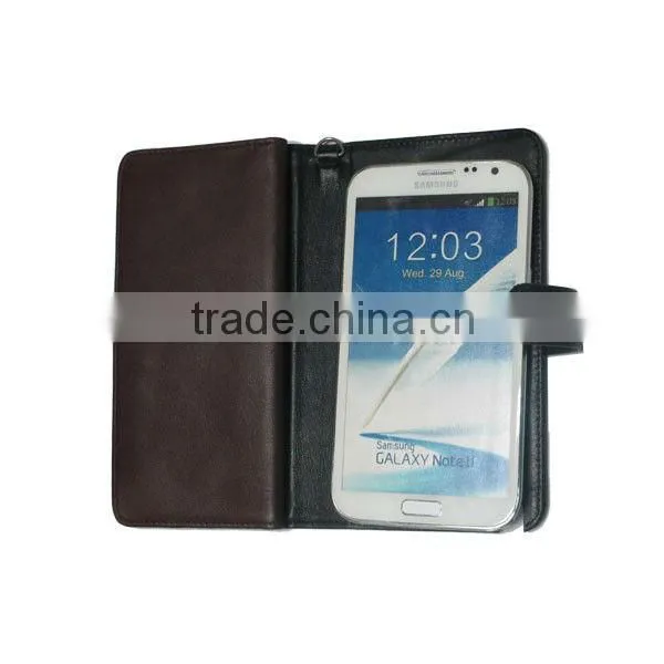 Wallet style Genuine leather case for sumsung galaxy note 2 i9220 N7100